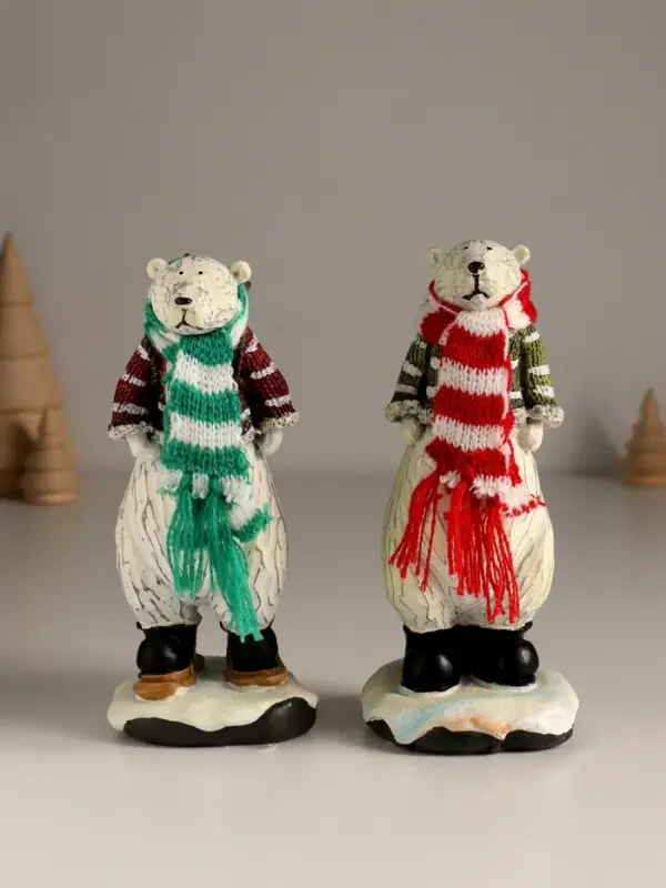Сувенир полистоун "Медведь в полосатом свитере и шарфе" МИКС 7х6,5х16 см