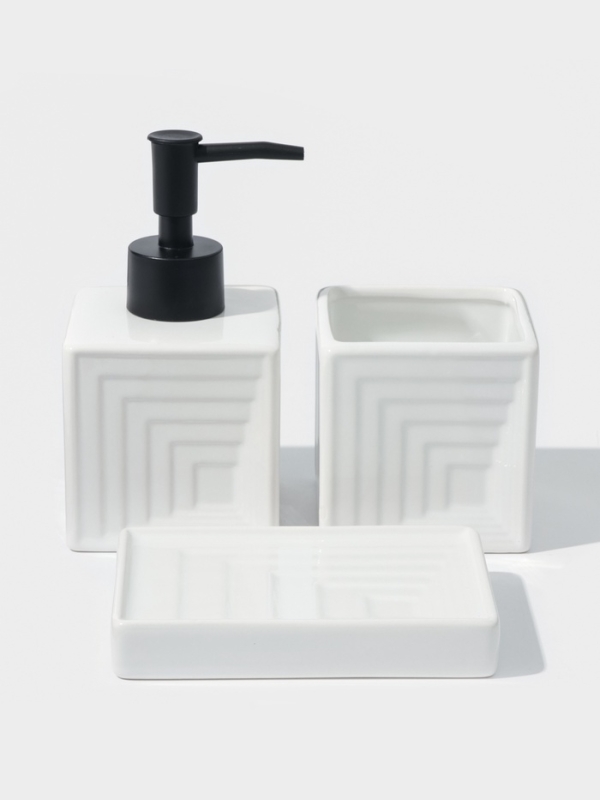 Набор для ванной SAVANNA, 3 предмета, дозатор для мыла, стакан, мыльница