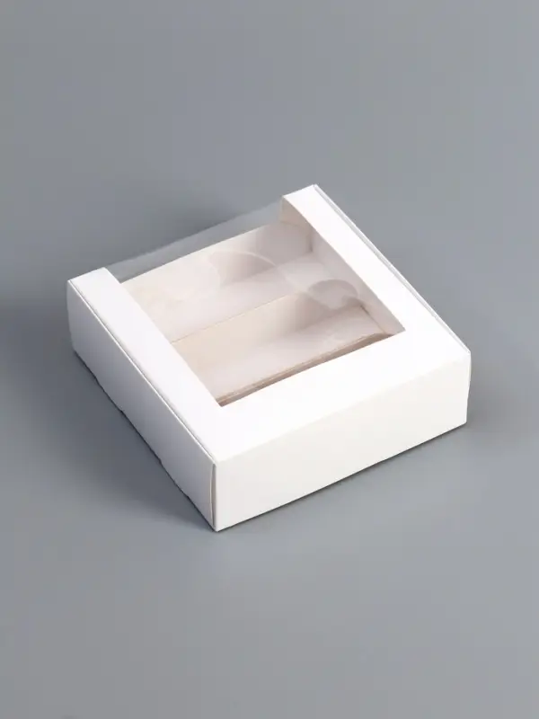 Коробка складная, под 3 эклера, белая, 15х15х6 см