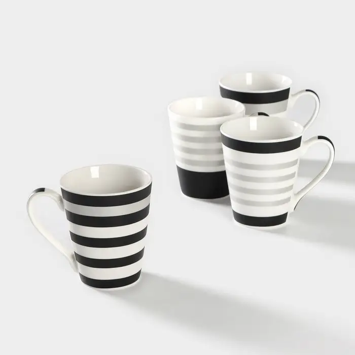 Набор кружек фарфоровых Magistro &laquo;Сильвер&raquo;, 4 предмета: 350 мл