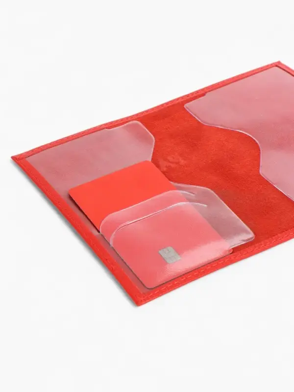 Обложка для паспорта 9,5*0,5*13,5, загран, флотер красный (17)