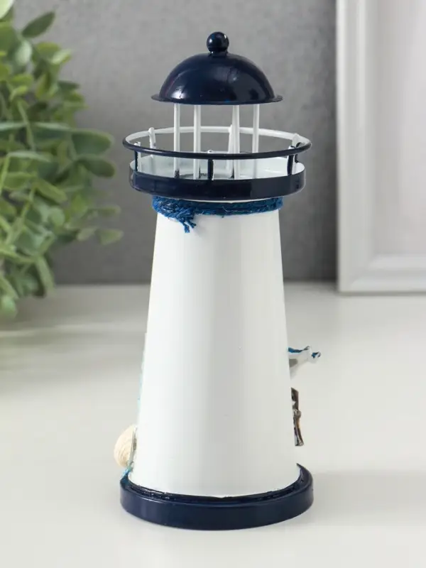 Сувенир настольный "Маяк с птицей" сетка, синий, 3хLR1130, RGB, LED 7,5х7,5х18 см