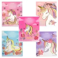 Тетрадь в линейку 24 листа, 5 видов МИКС, тиснение, обложка мелованный картон, &laquo;Минни Маус и единорог&raquo;