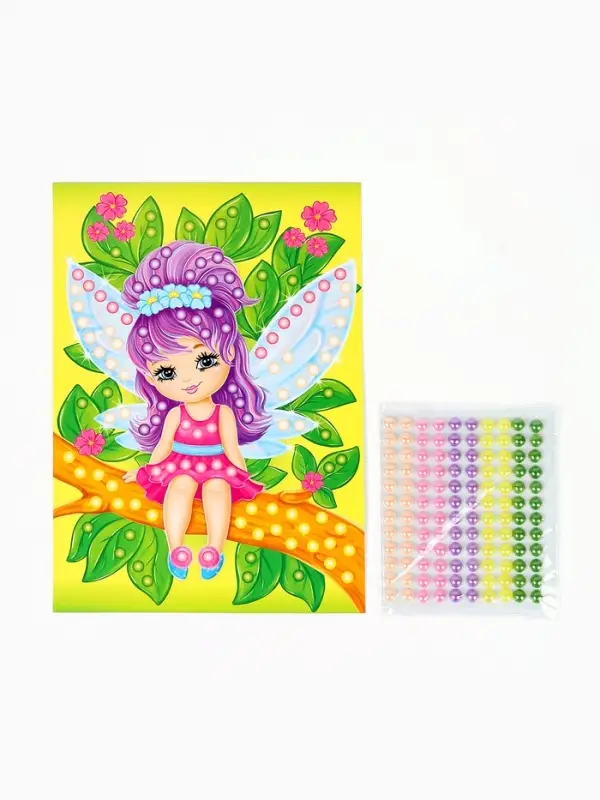 Набор для творчества. Аппликация бусинами "Феечка" (180х250 мм, европодвес)