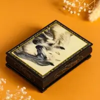 Шкатулка &laquo;Пара белых лошадей&raquo;, 10&times;14 см, лаковая миниатюра