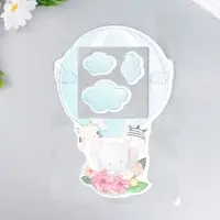 Наклейка на выключатель "Зверята на воздушном шаре" окно 8,5х8,5 см, объемная 26х16,5 см