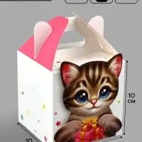 Подарочная коробка, упаковка &laquo;Котик&raquo; 10&times;10&times;10 см