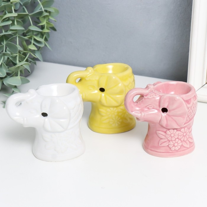 Аромалампа керамика "Слоник в цветах" МИКС 8,5х5,8х7,4 см