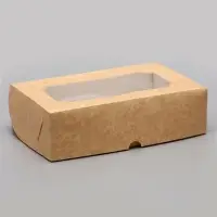 Коробка складная с окном под зефир, крафт, 25&times;15&times;7 см