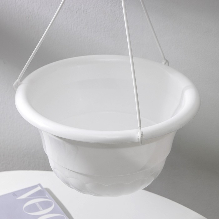 Кашпо для цветов подвесное &laquo;Грация&raquo;, 4,5 л, пластик, цвет белый