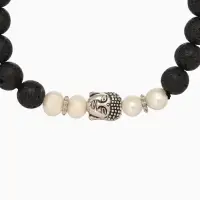 Браслет "Будда" жемчуг, лава, длина 18 см