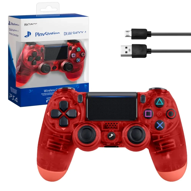 Джойстик PS4 DualShock беспроводной A прозрачный красный