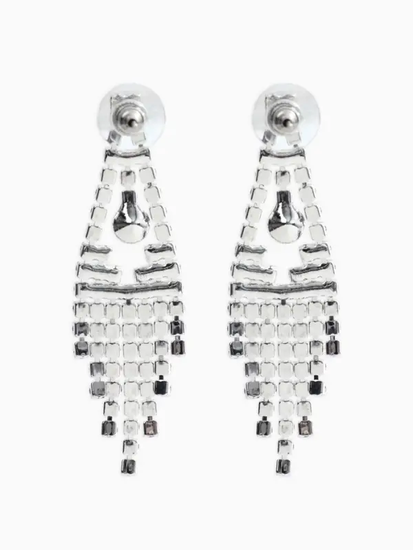 Набор 2 предмета: серьги, колье со стразами &laquo;Лёд&raquo;, d=13.5 см, белый в серебре