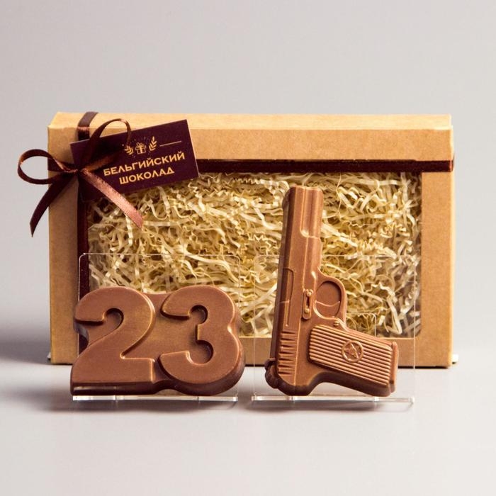 Бельгийский шоколад, 2 в 1 &laquo;23 февраля + Пистолет&raquo;, 160 г