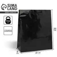 Пакет подарочный ламинированный, упаковка, &laquo;Чёрный&raquo;, ML 21 х 25 х 8 см
