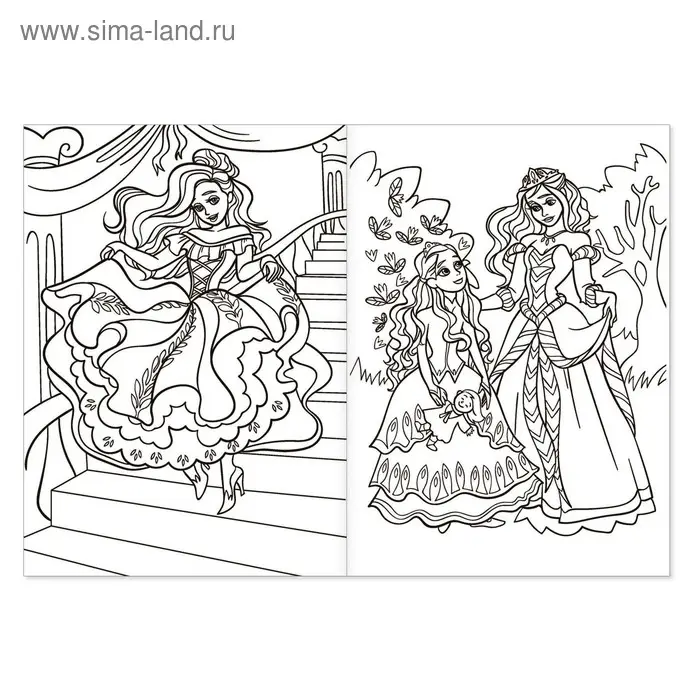 Раскраска для девочек &laquo;Сказочные принцессы&raquo;, 16 стр., формат А4