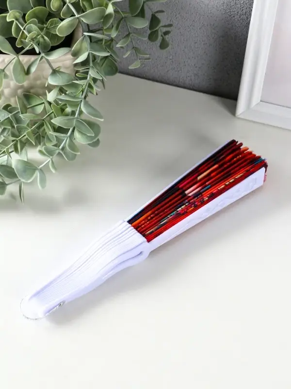 Веер пластик, текстиль "Бабочки и цветы" МИКС 23 см