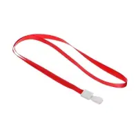 Лента для бейджа, ширина-10 мм, длина-80 см, с пластиковым держателем, красная