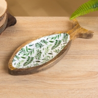 Блюдо в форме рыбки "Оливковая ветвь" дерево манго 32х11,5х2 см