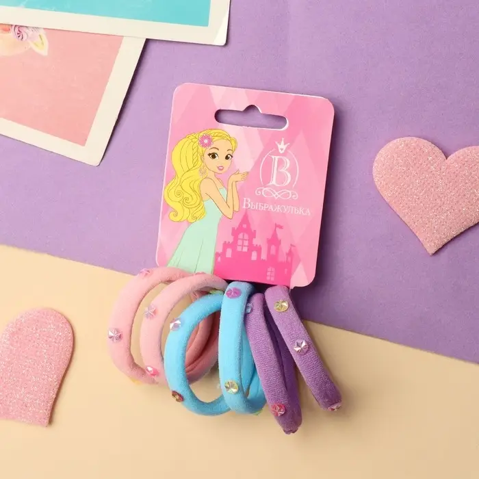 Резинка для волос "Капельки" (набор 6 шт) 4 см