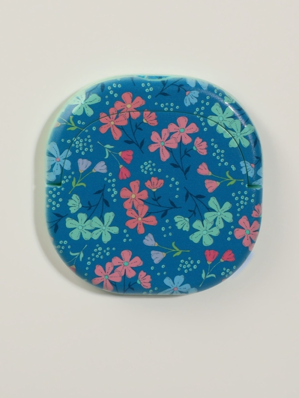 Зеркало карманное &laquo;Узор&raquo;, с подставкой, 8 &times; 8 см, цвет синий