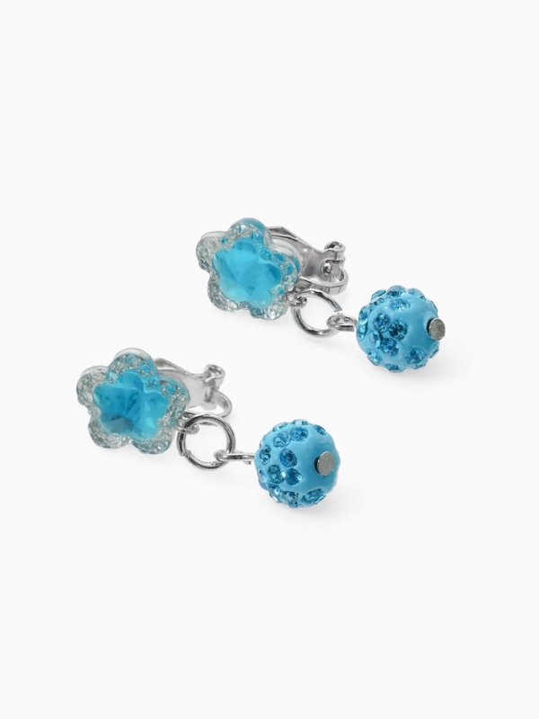 Серьги-клипсы детские "Выбражулька" шамбала с звездой кристалл, цвет голубой