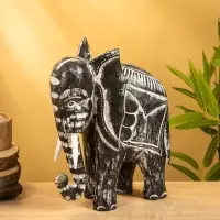 Сувенир "Слон" дерево 24х9х30 см, цв. чёрно-белый