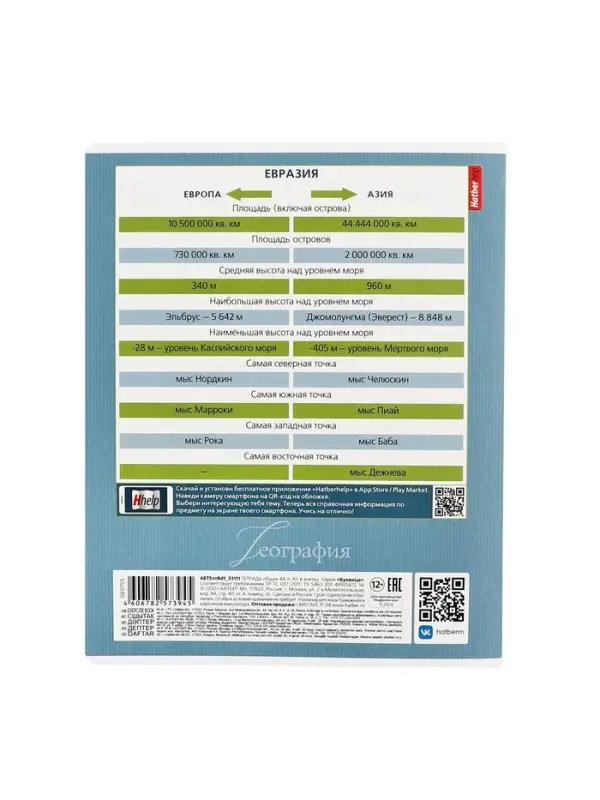 Тетрадь 48 листов в клетку &laquo;Буквица&raquo; География, белые листы