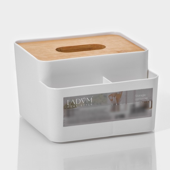 Салфетница - органайзер LaDо́m &laquo;Натурэль&raquo;, 15,5&times;15,5&times;10 см, цвет белый