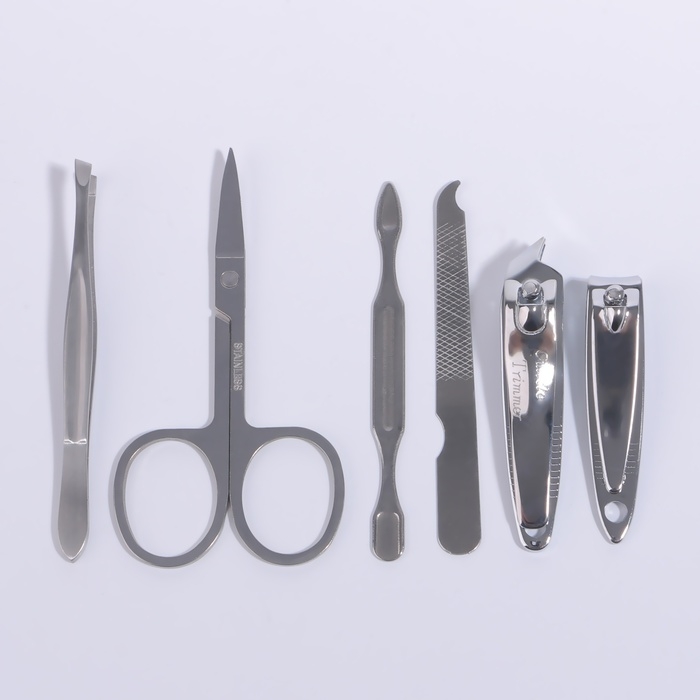 Набор маникюрный &laquo;Крокодил&raquo;, 6 предметов, в футляре, цвет красный