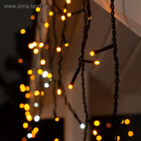 Гирлянда &laquo;Бахрома&raquo; 3 &times; 0.6 м, IP44, УМС, тёмная нить, 160 LED, свечение жёлтое, мерцание белым, 220 В