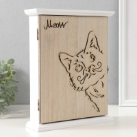 Ключница дерево 6 крючков "Котик" 26,5х20,8х6,3 см