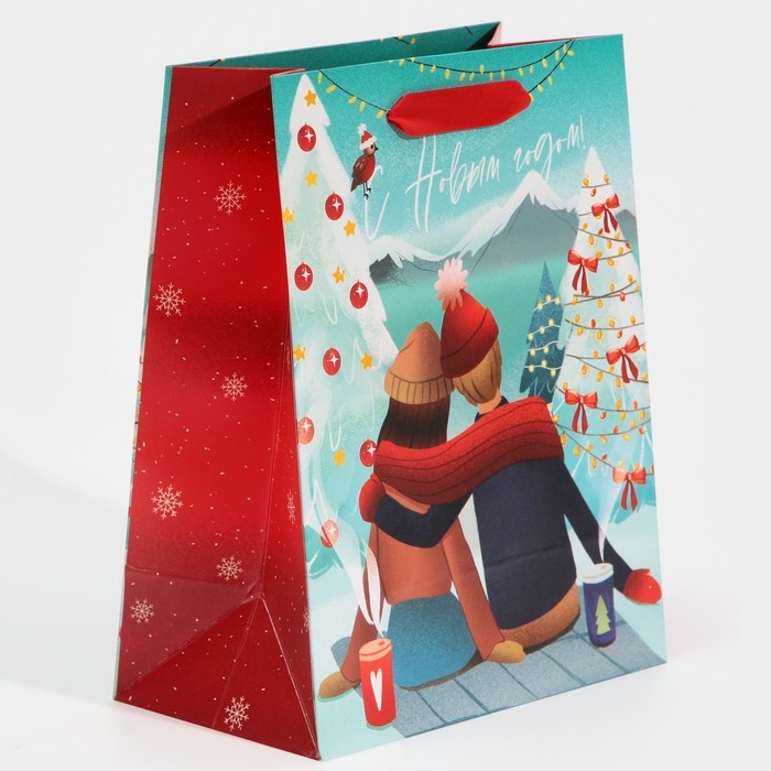 Пакет подарочный новогодний ламинированный &laquo;Любовь&raquo;, MS 18 х 23 х 10 см, Новый год