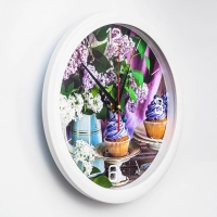 Часы настенные, d-28 см, кухонные, "Сиреневое настроение", бесшумные