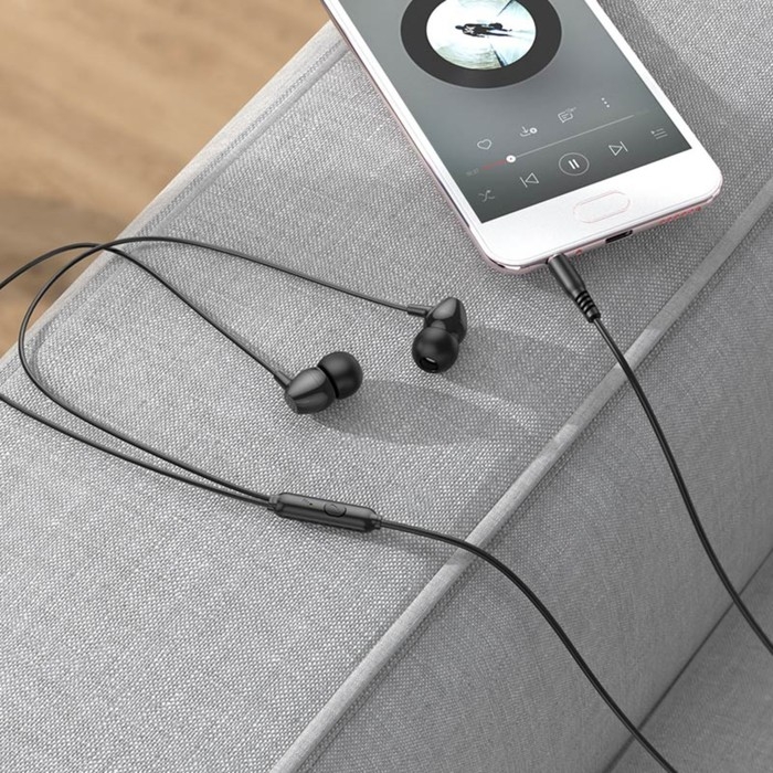 Наушники Hoco M94, проводные, вакуумные, микрофон, 1.2 м, чёрные