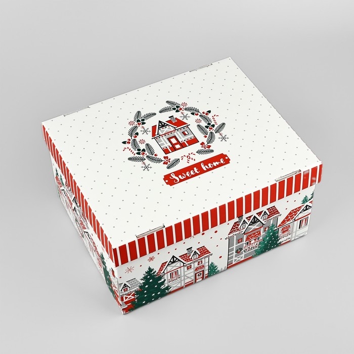 Коробка подарочная новогодняя складная &laquo;Sweet home&raquo;, 31.2 х 25.6 х 16.1 см, Новый год