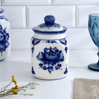 Банка для сып.продуктов "КАСКАД", 16,5см, V-0,95л, авт.Шибаев С.,гжель