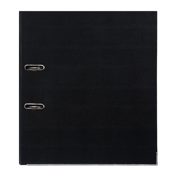 Папка-регистратор А4, 75 мм, Calligrata, ПВХ, тиснение "лен", металлическая окантовка, карман на корешок, собранная, черная, микс