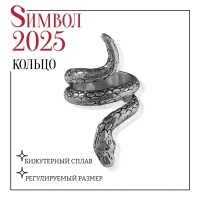 Новый год! Символ года 2025! Кольцо &laquo;Змея&raquo; цвет серебро, безразмерное