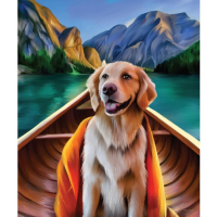 Алмазная мозаика с частичным заполнением на холсте &laquo;Пёс в лодке&raquo;, 50 x 60 см