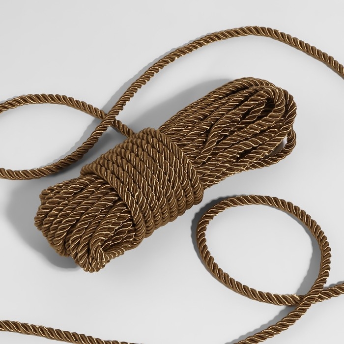 Шнур витой, d = 5 мм, 9 &plusmn; 1 м, цвет кофейный