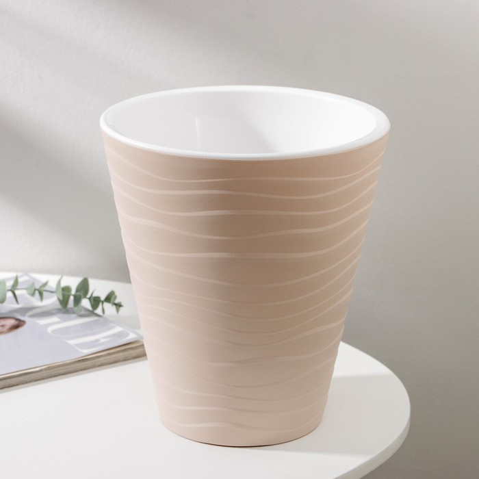 Кашпо для цветов со вставкой &laquo;Валенсия&raquo;, 5,2 л, цвет жемчужный