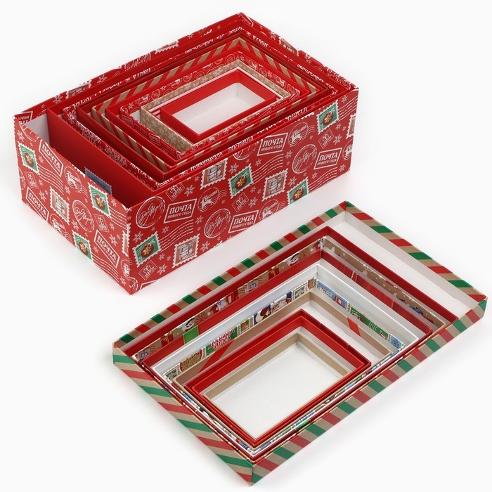 Набор подарочных коробок 10 в 1 &laquo;Новогодняя почта&raquo;, 12 х 7 х 4 &ndash; 32.5 х 20 х 12.5 см, Новый год
