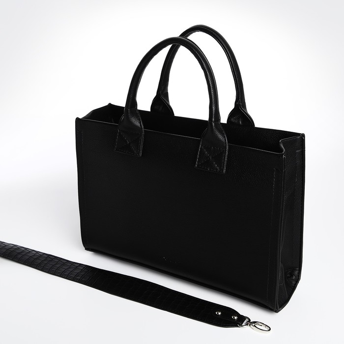 Сумка женская TEXTURA, тоут, средний размер, цвет чёрный