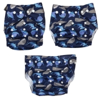 Многоразовый подгузник &laquo;Киты&raquo;, 3-15 кг, цвет синий, Крошка Я