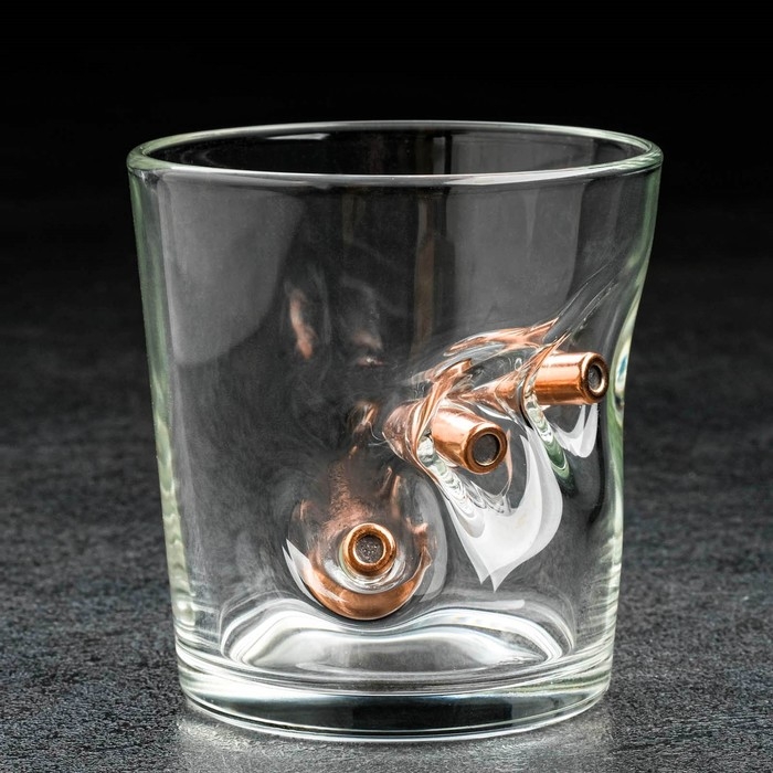 Стакан Стакан "Непробиваемый. 23 февраля", для виски, с пулей, 250 мл