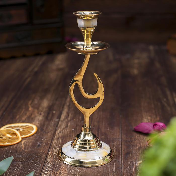 Подсвечник на 1 свечу с перламутром изгиб 21см