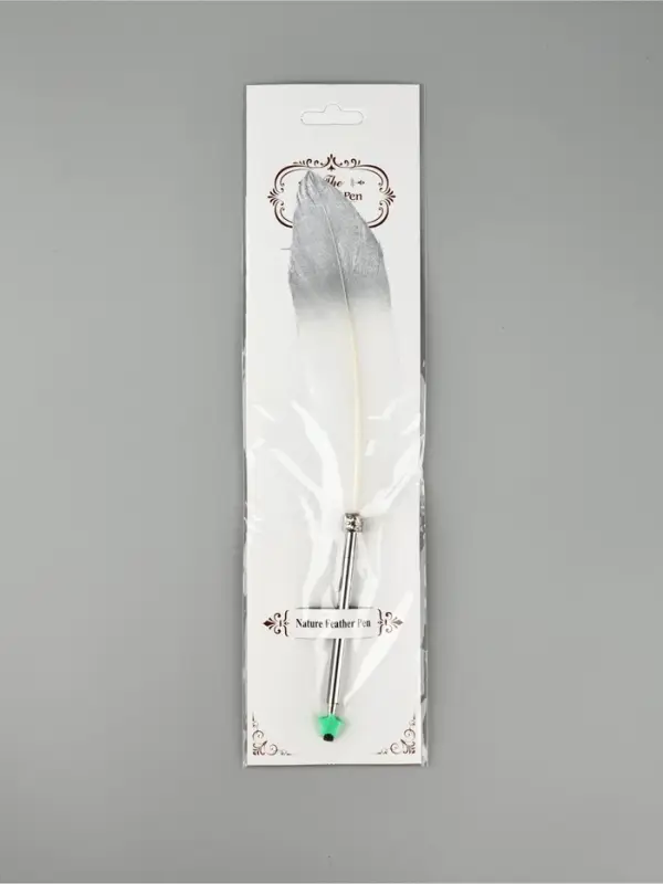 Перо белое с серебром (наконечник ручка), дл.25 см
