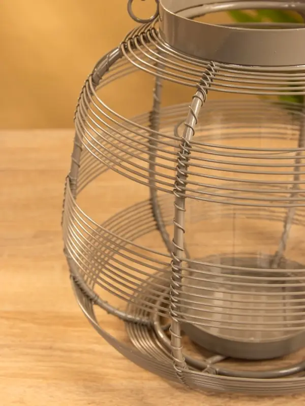 Подсвечник фонарь со стеклянной колбой 19х19х18 см, d 7,5 см, металл, цв. серый