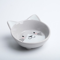 Миска керамическая "Голова кота" 150 мл  14 x 12,5 x 6,5 cм, серая
